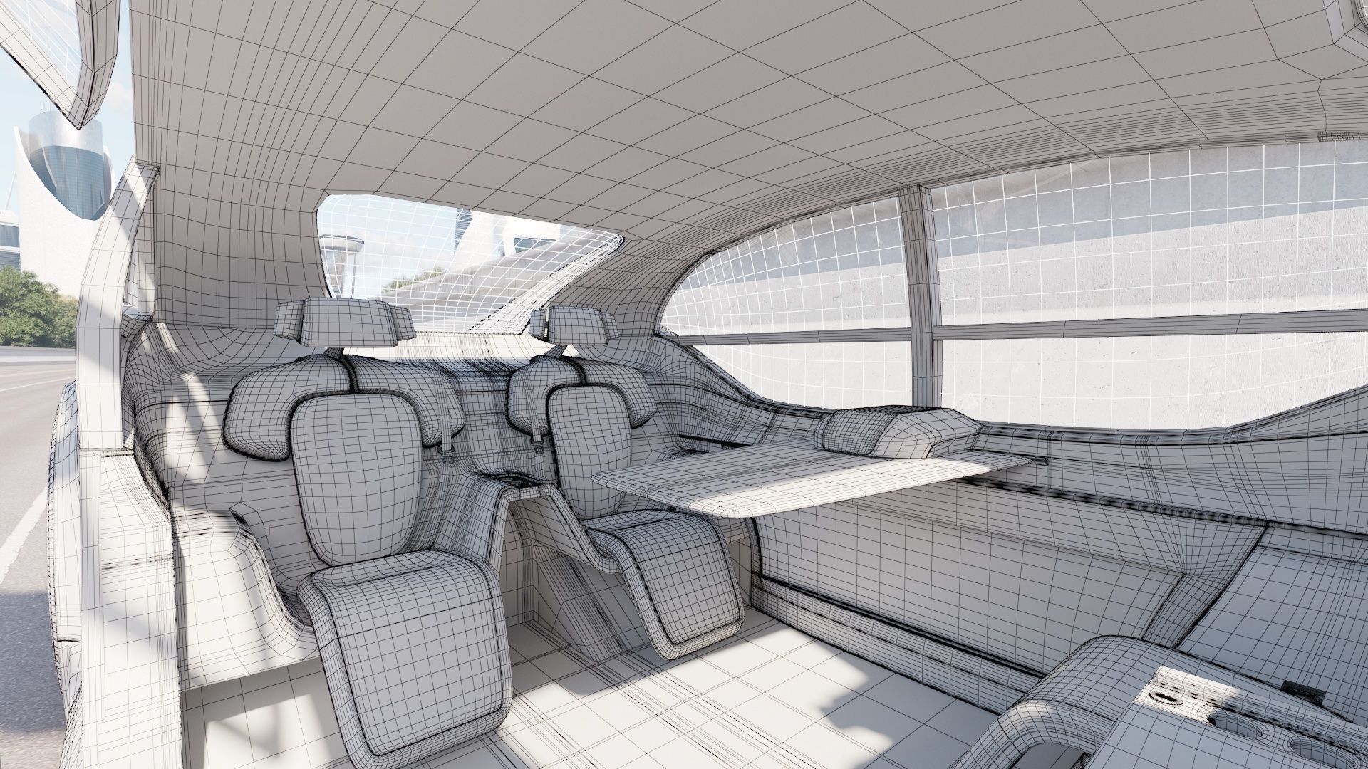 Self-driving concept car with interior and rigged 3D model_23