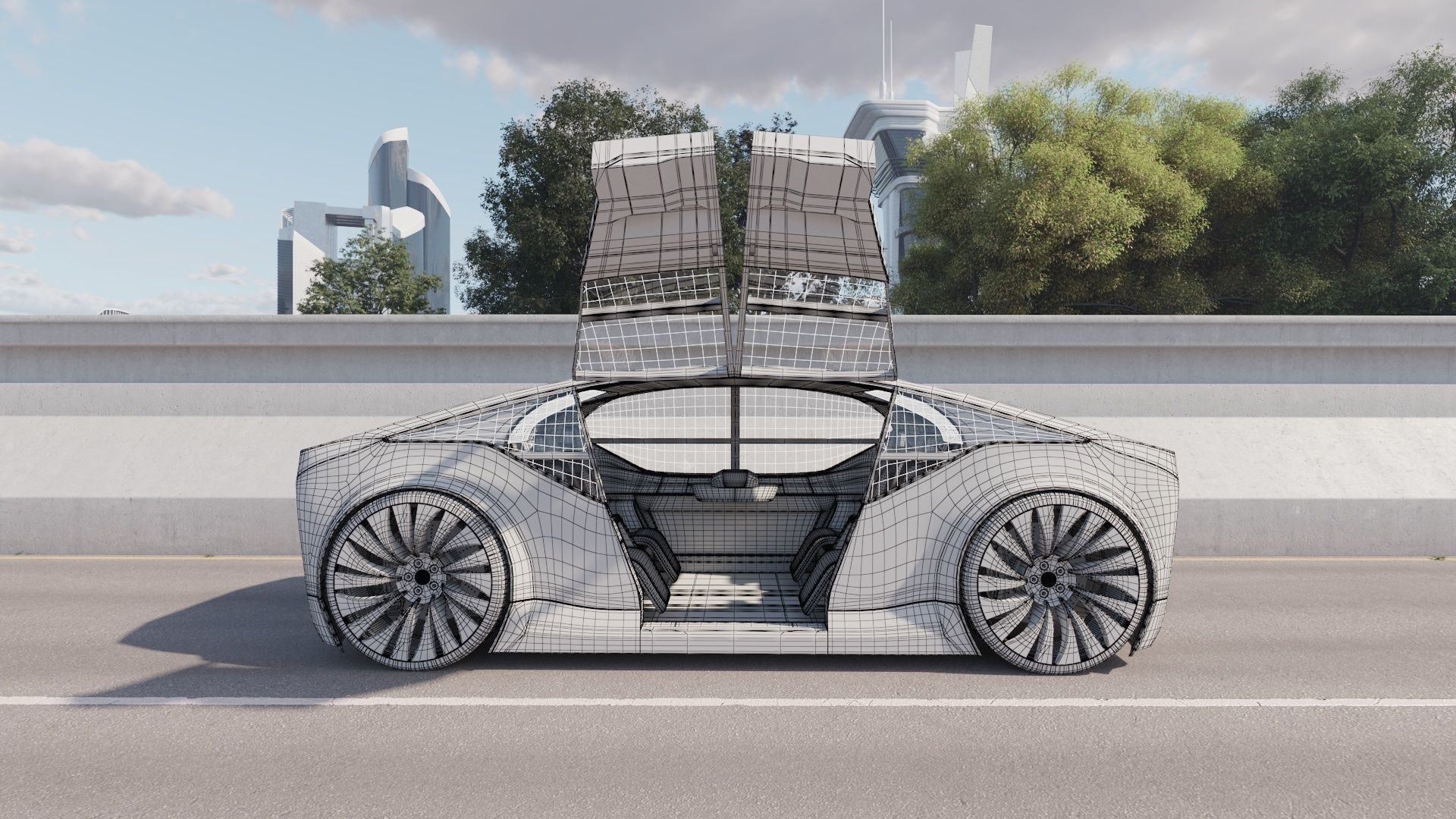 Self-driving concept car with interior and rigged 3D model_18