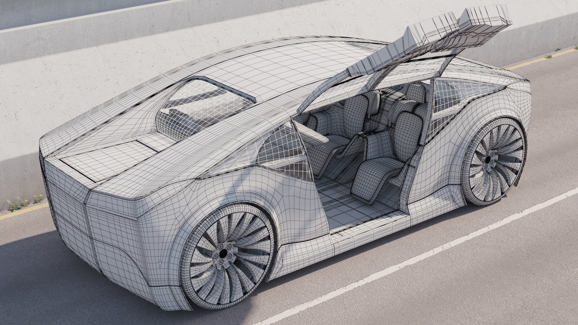 Self-driving concept car with interior and rigged 3D model_3