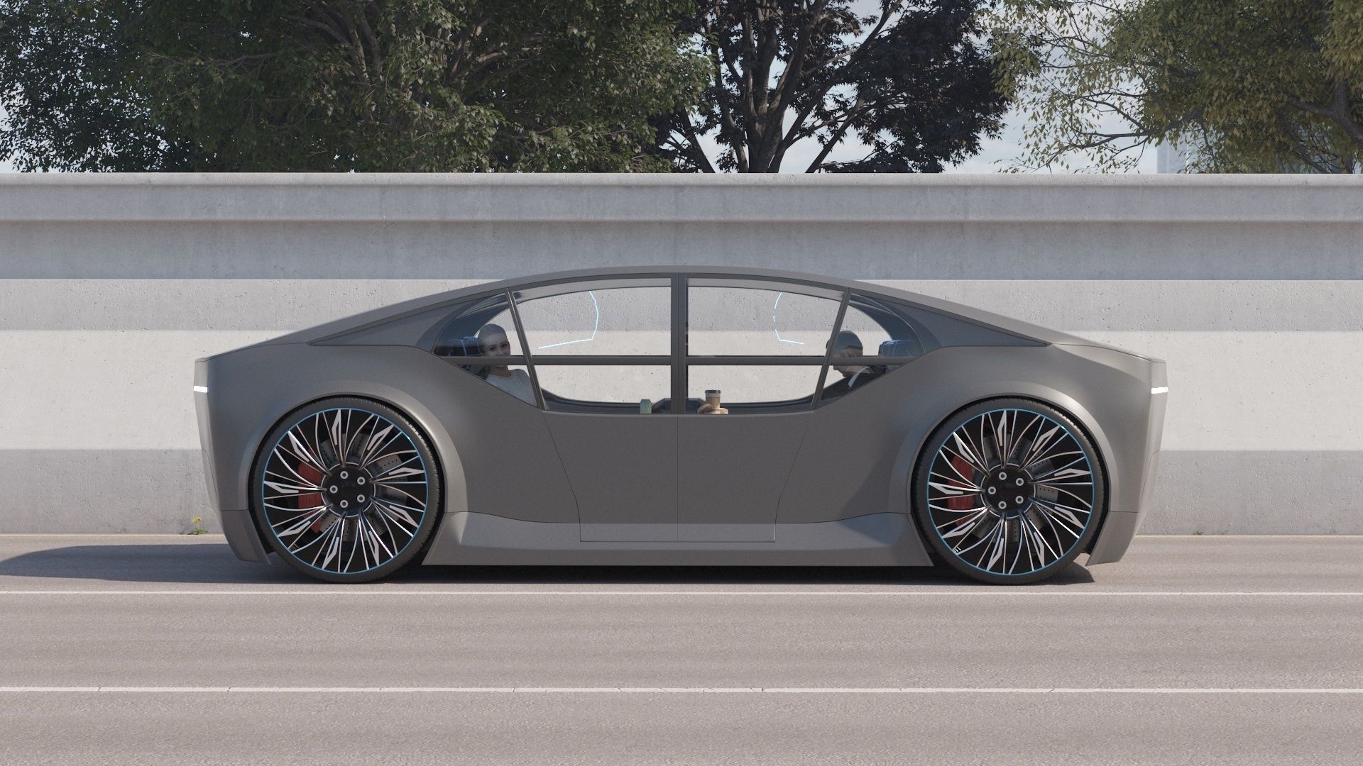 Self-driving concept car with interior and rigged 3D model_8