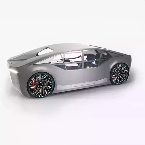 Self-driving concept car with interior and rigged 3D model