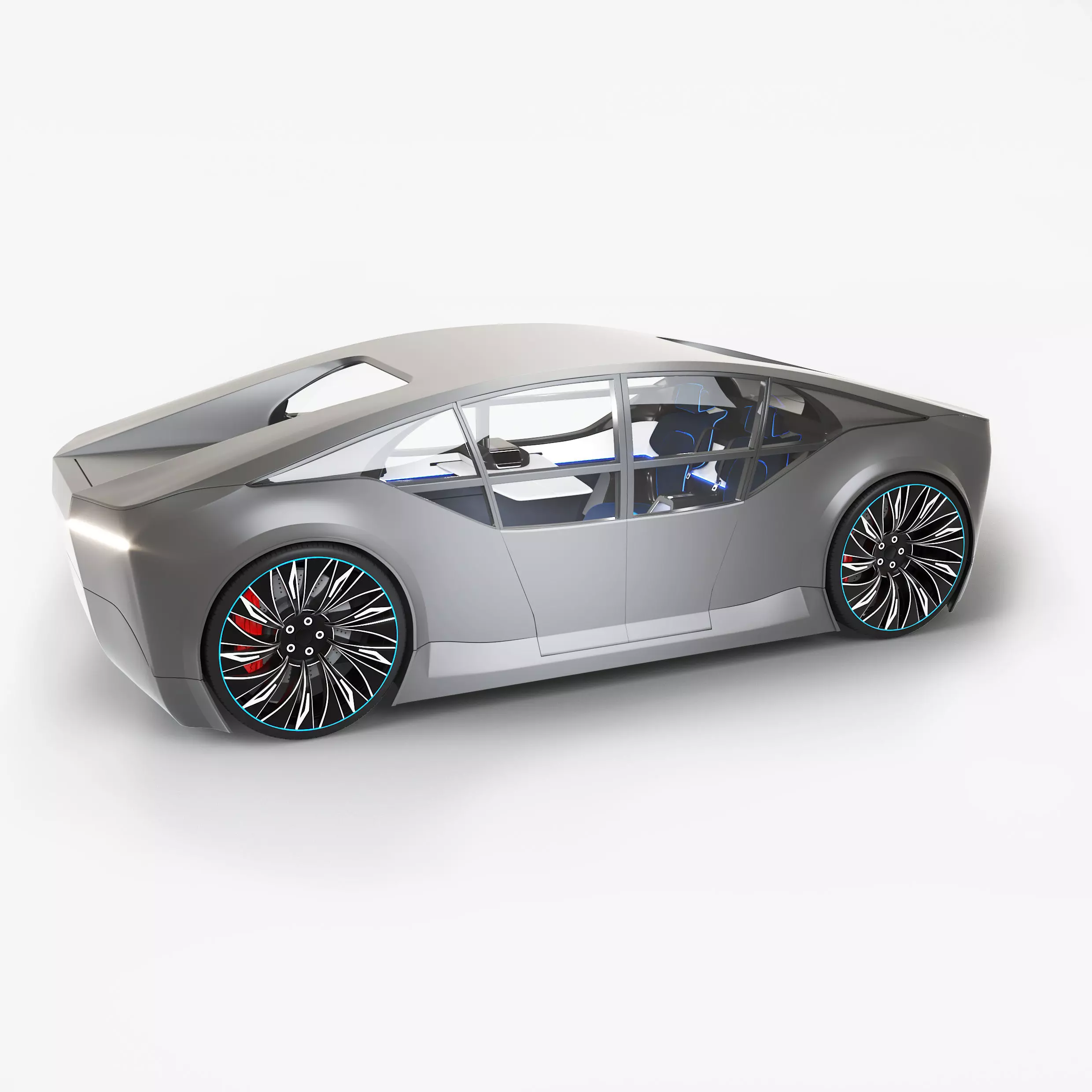 Self-driving concept car with interior and rigged 3D model_0