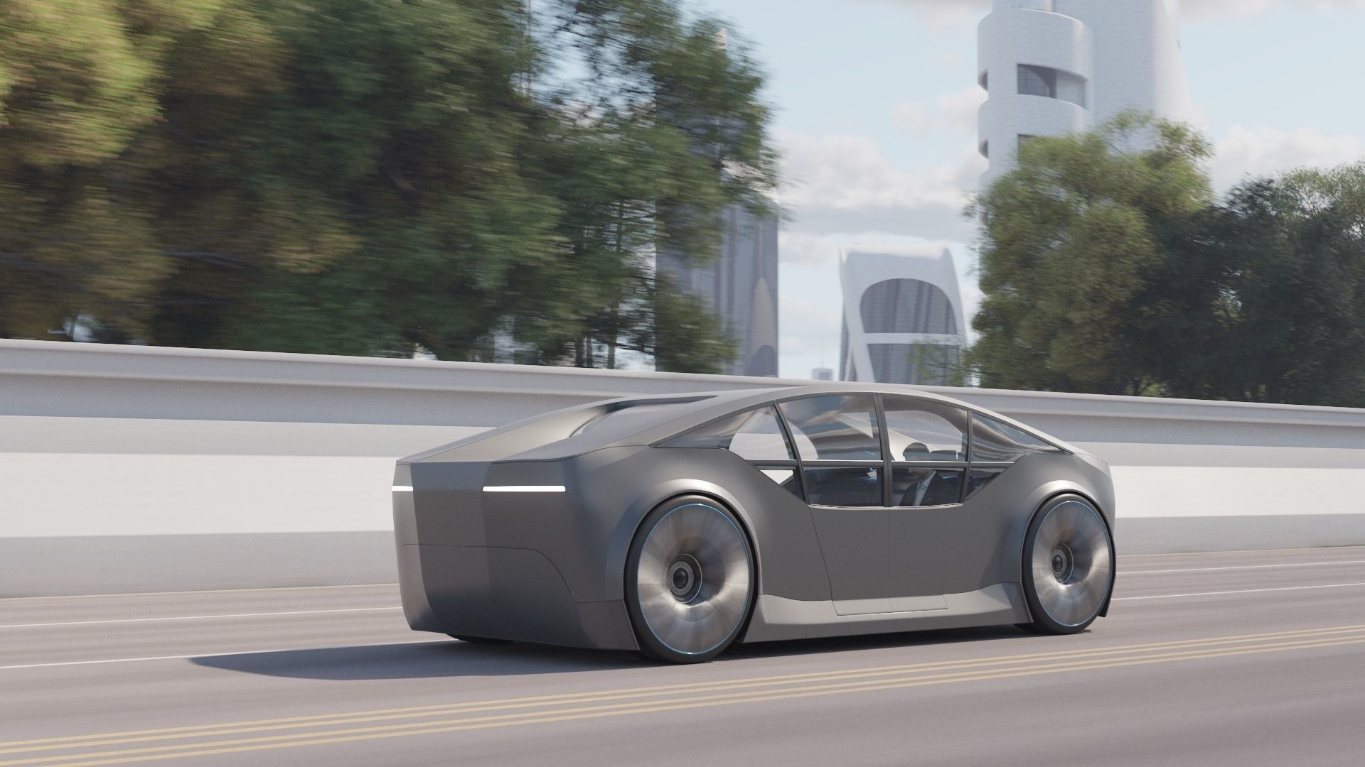 Self-driving concept car with interior and rigged 3D model_4