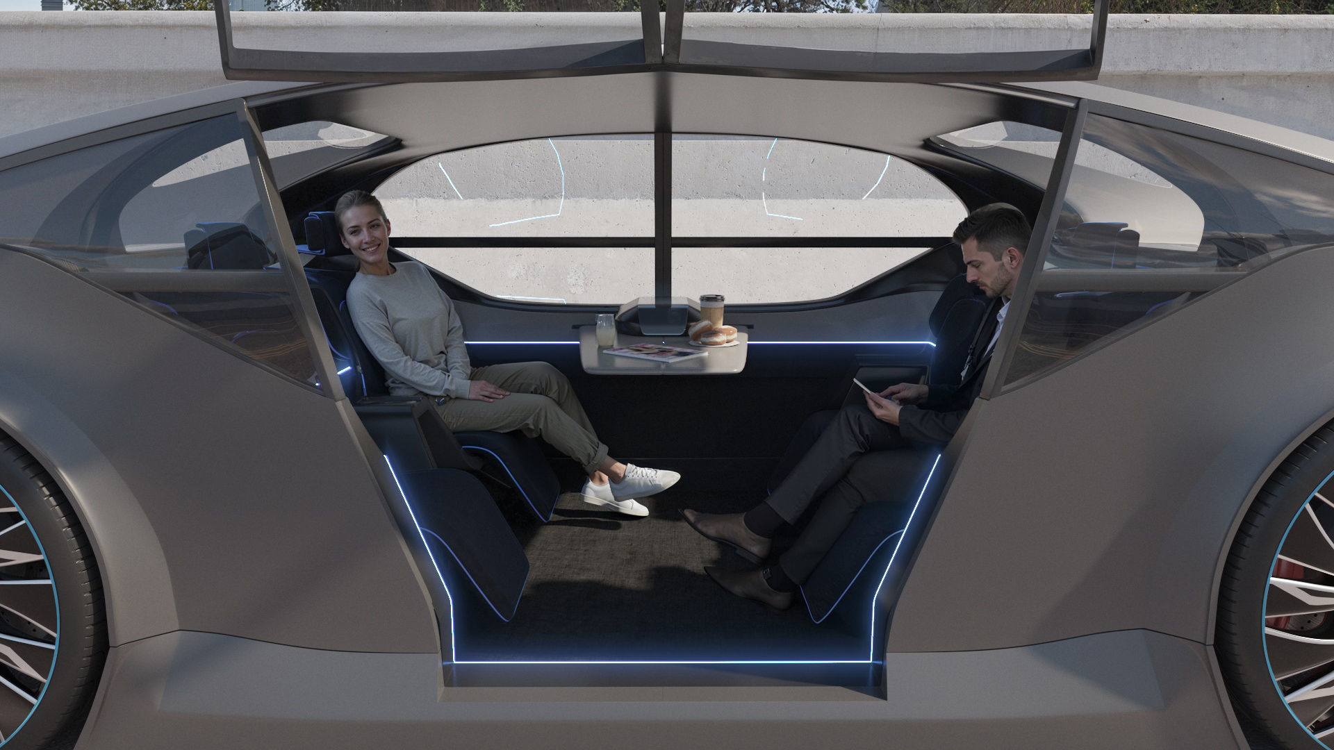 Self-driving concept car with interior and rigged 3D model_19