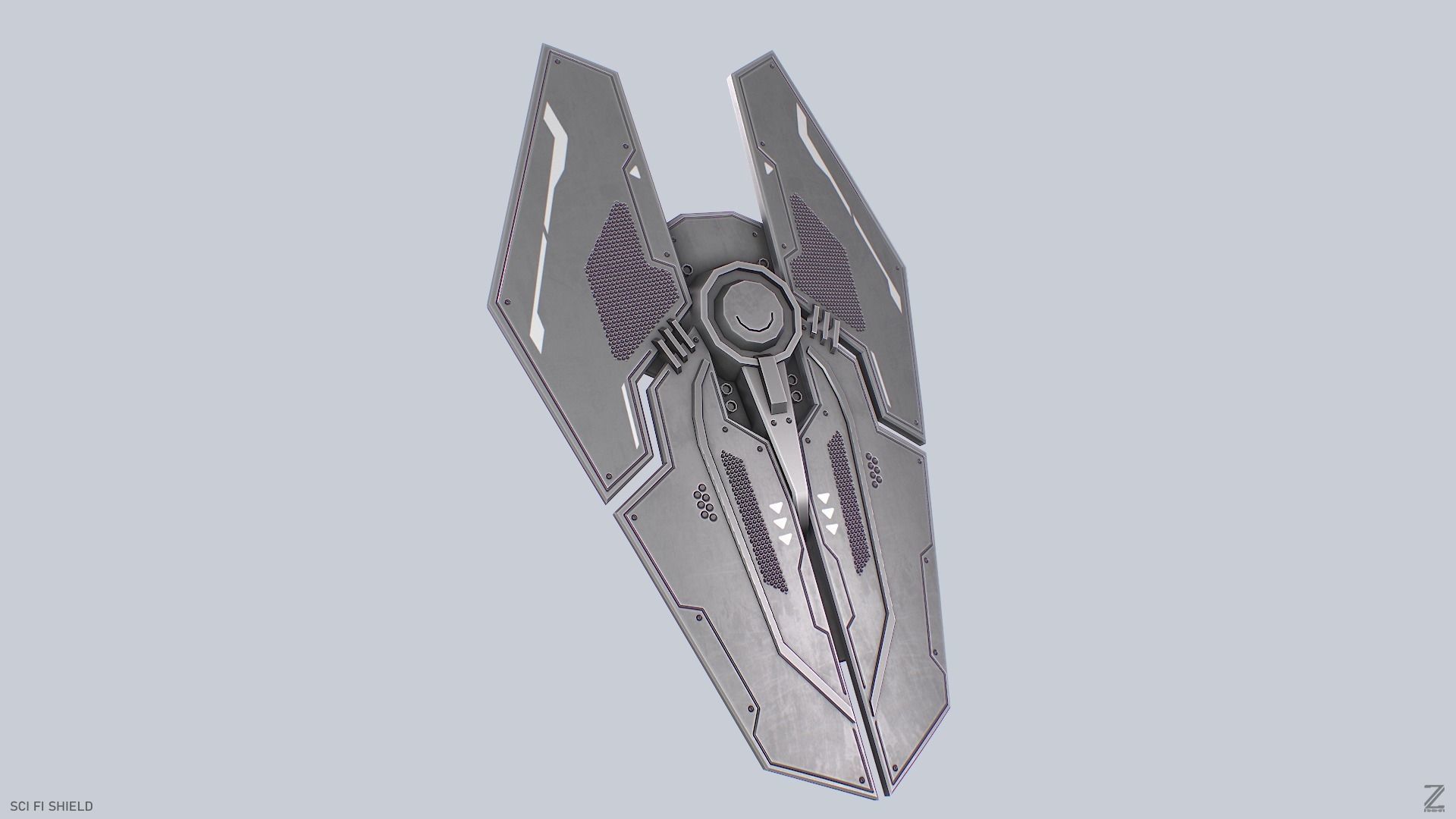 Sci fi shield Low-poly 3D model_8