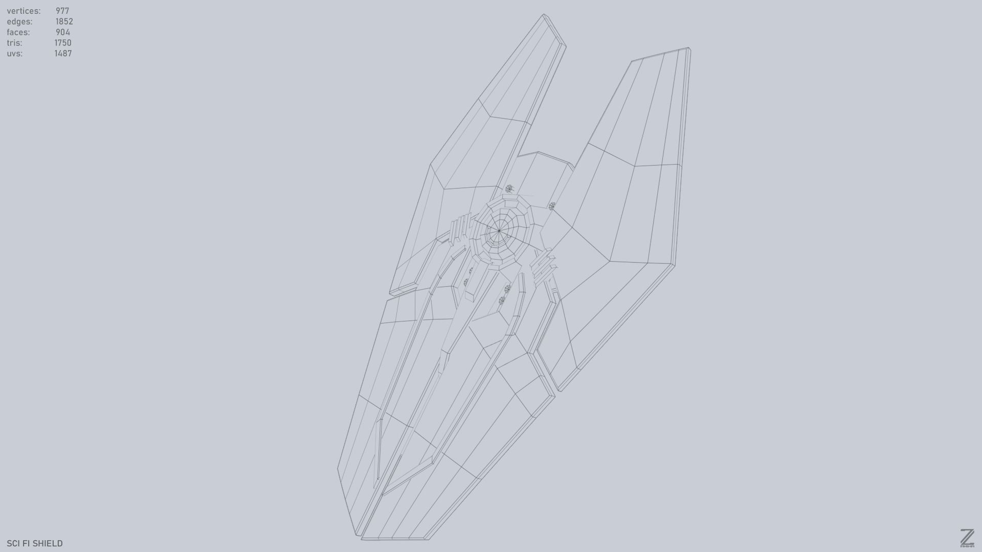 Sci fi shield Low-poly 3D model_11