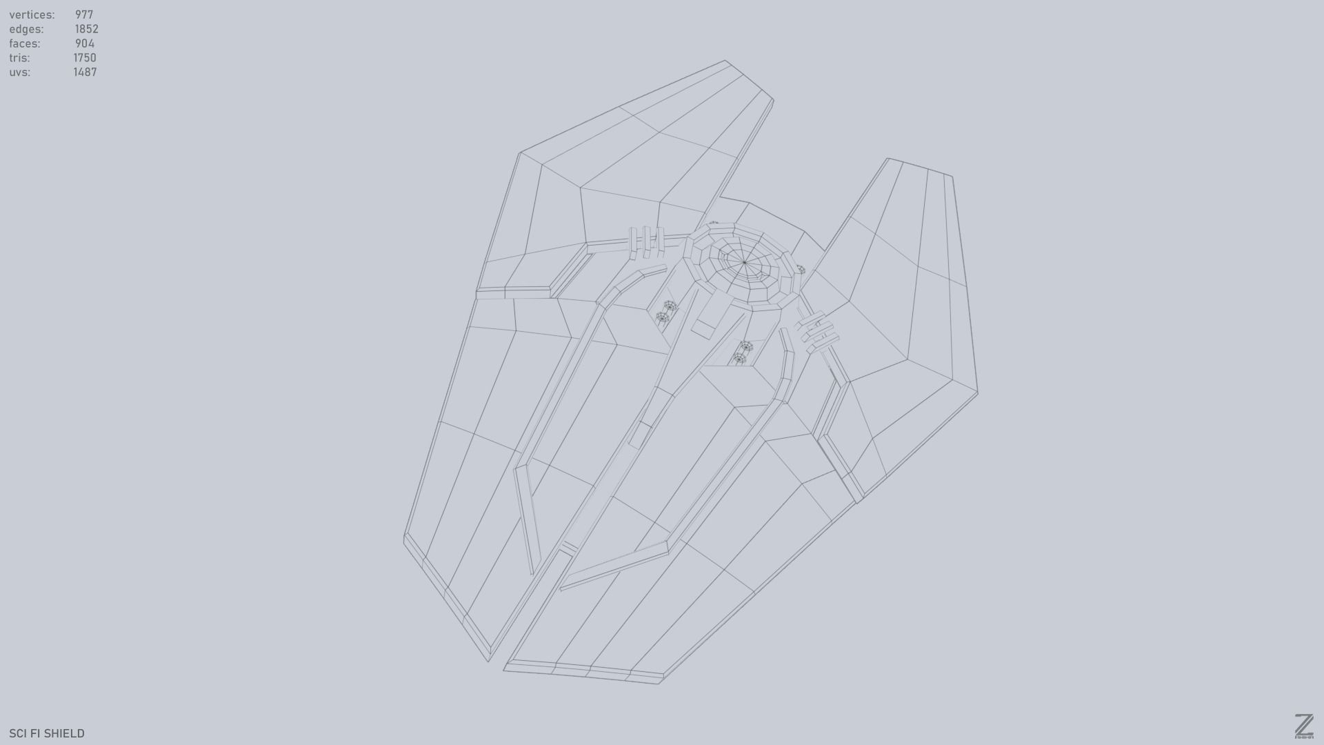 Sci fi shield Low-poly 3D model_15