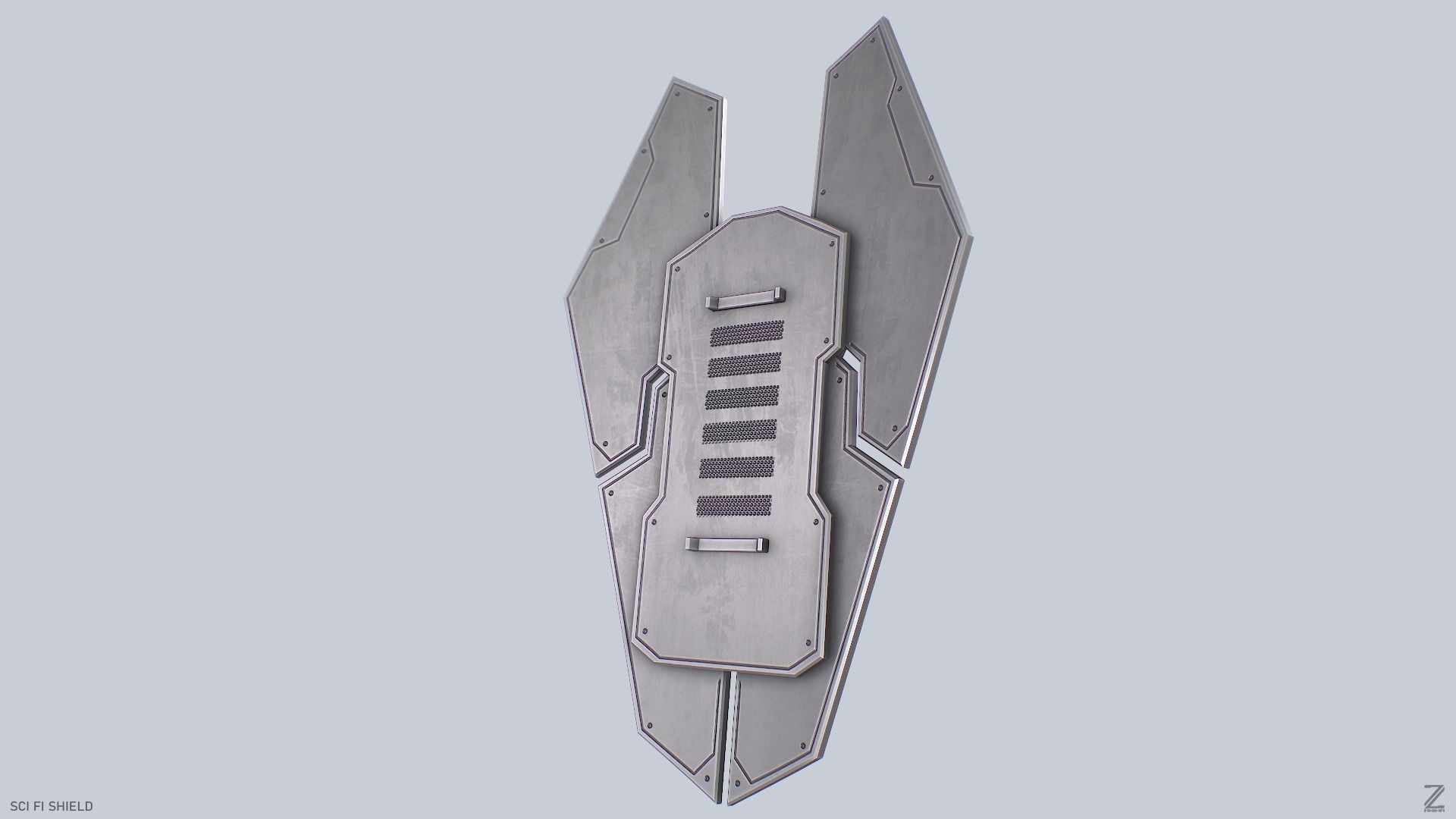 Sci fi shield Low-poly 3D model_7