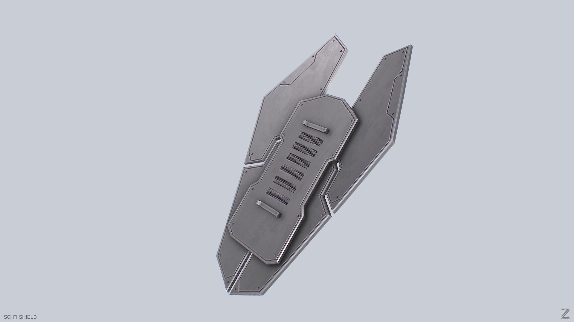 Sci fi shield Low-poly 3D model_6
