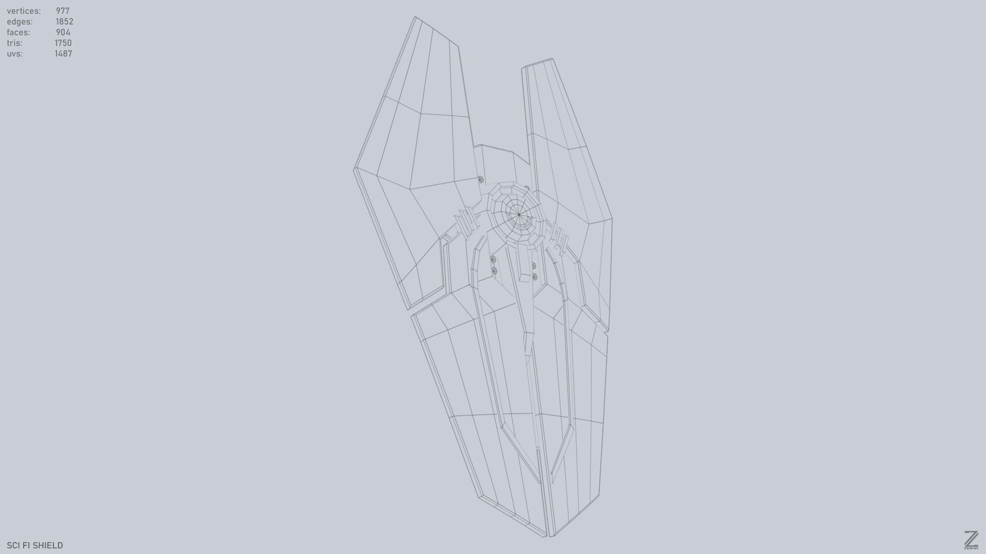 Sci fi shield Low-poly 3D model_14