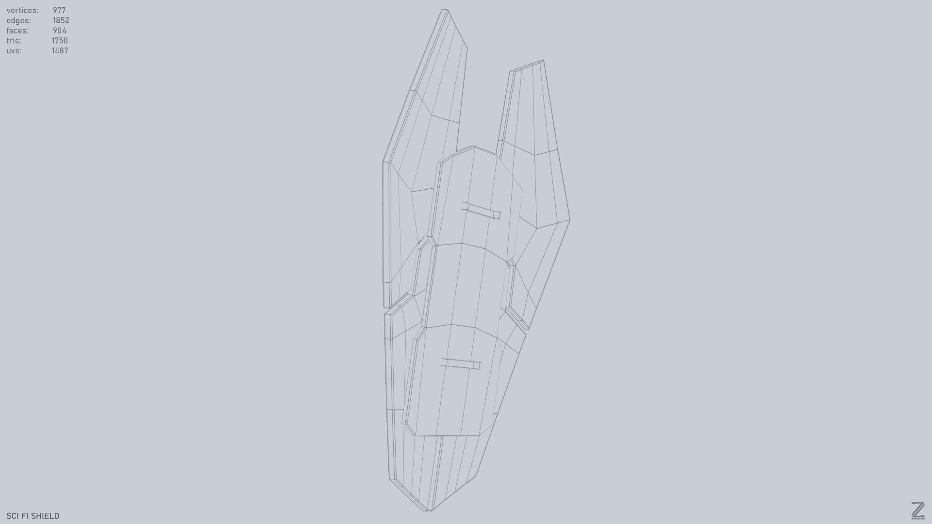 Sci fi shield Low-poly 3D model_12