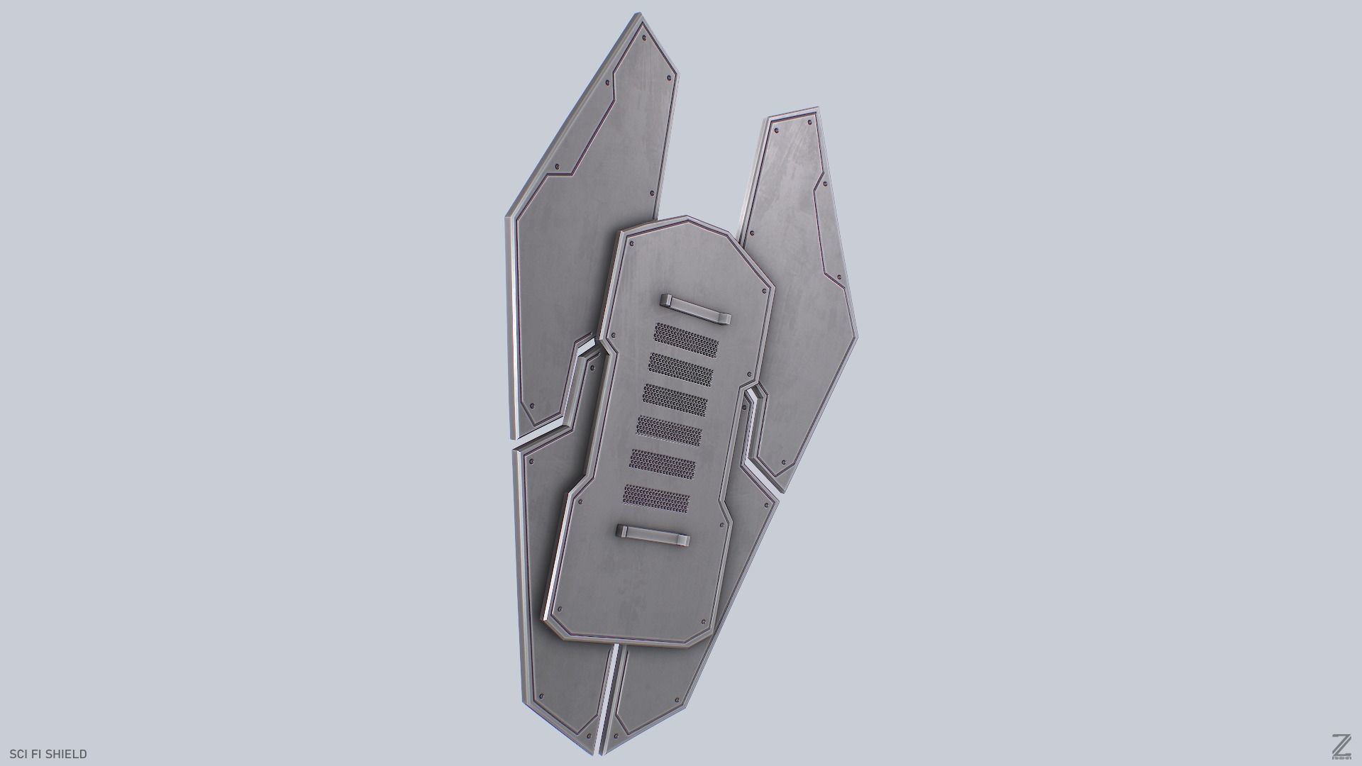 Sci fi shield Low-poly 3D model_5