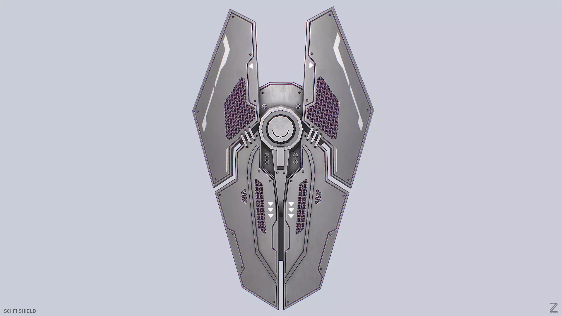 Sci fi shield Low-poly 3D model_0