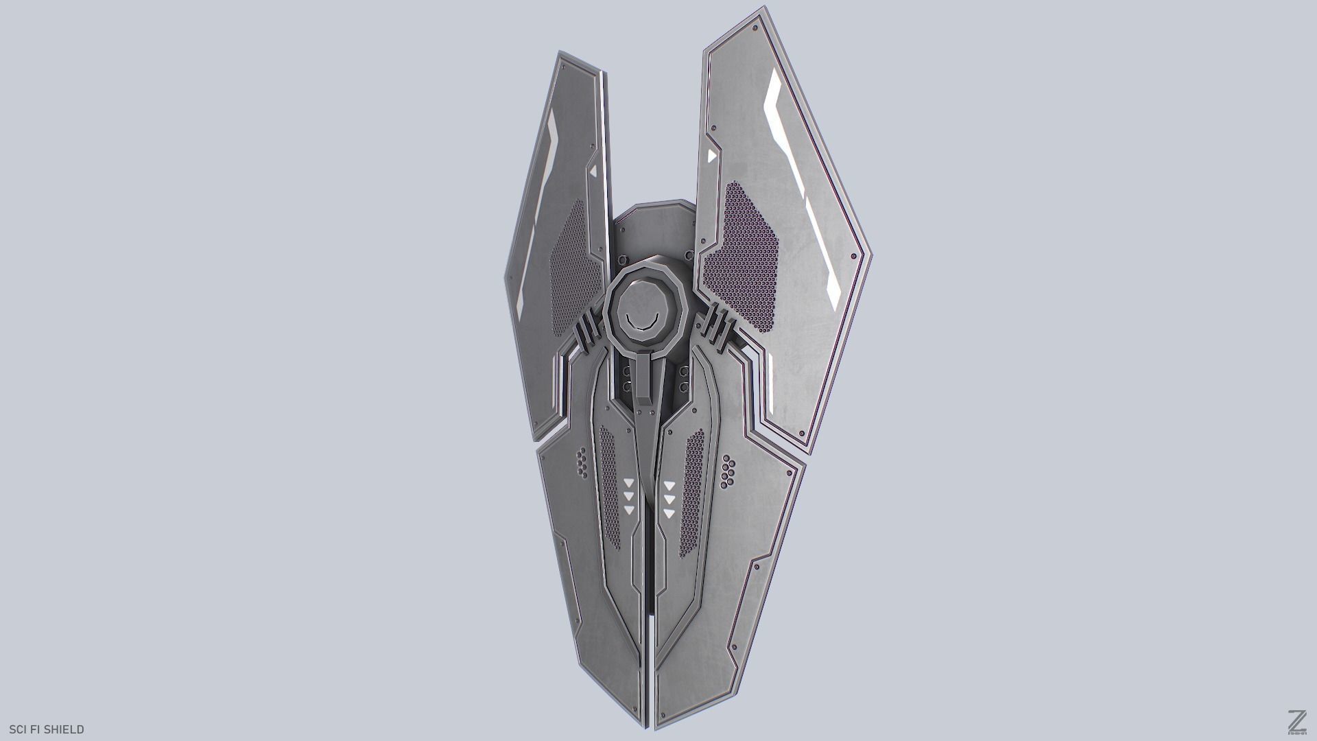 Sci fi shield Low-poly 3D model_2