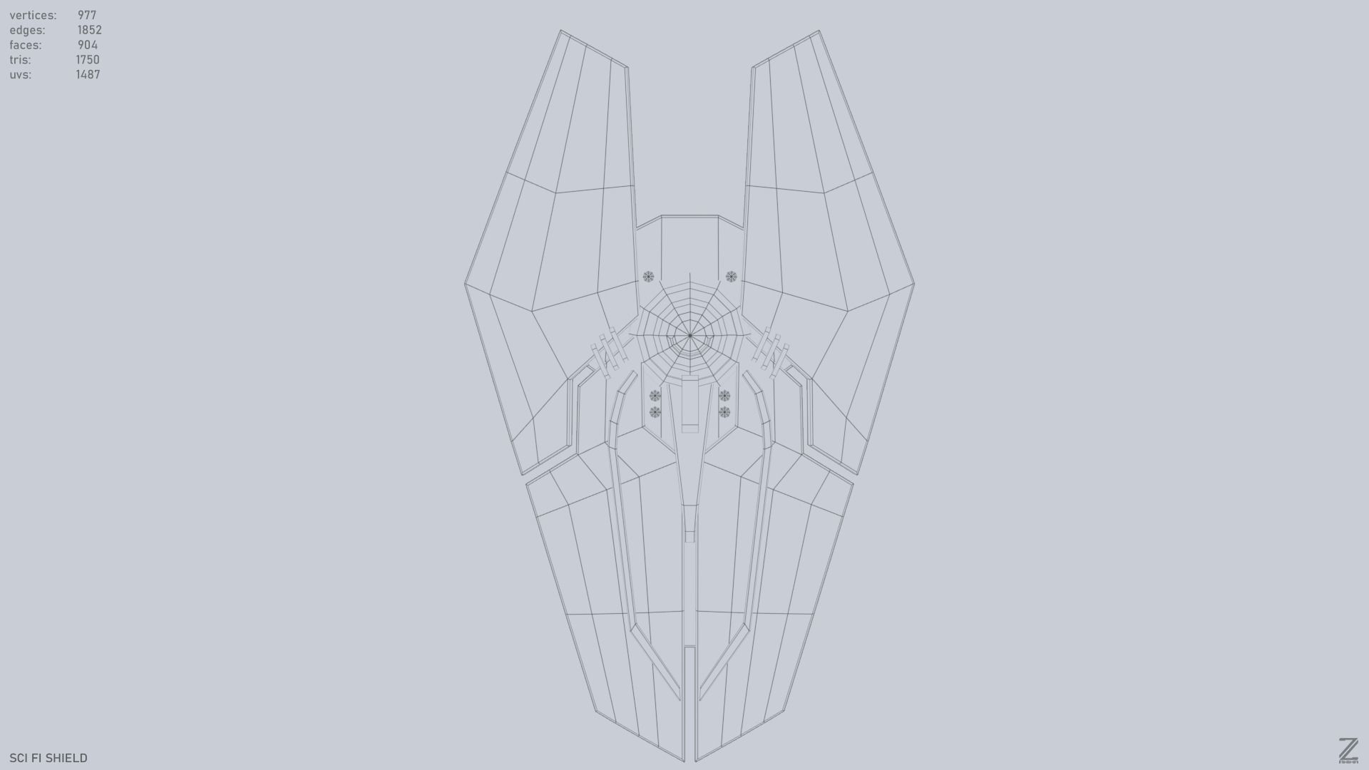 Sci fi shield Low-poly 3D model_10