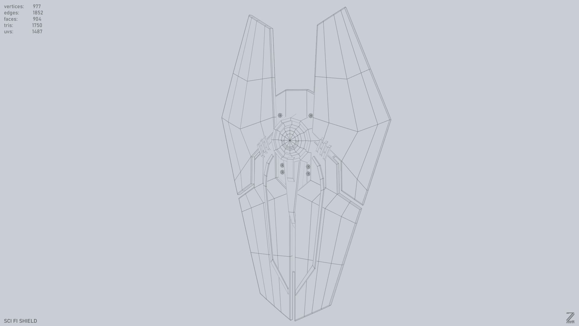 Sci fi shield Low-poly 3D model_9