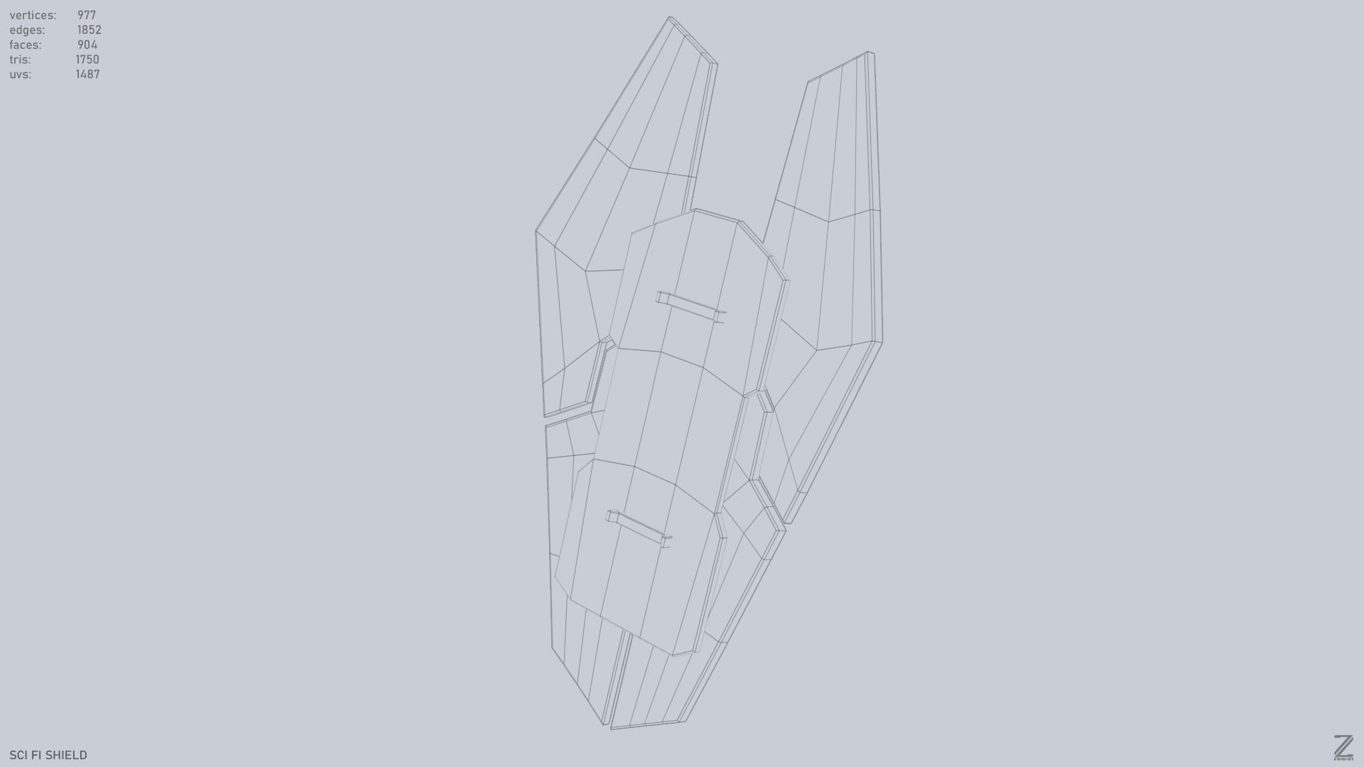 Sci fi shield Low-poly 3D model_13