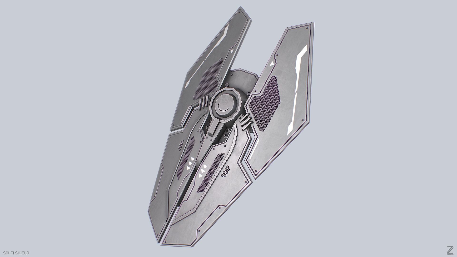 Sci fi shield Low-poly 3D model_4