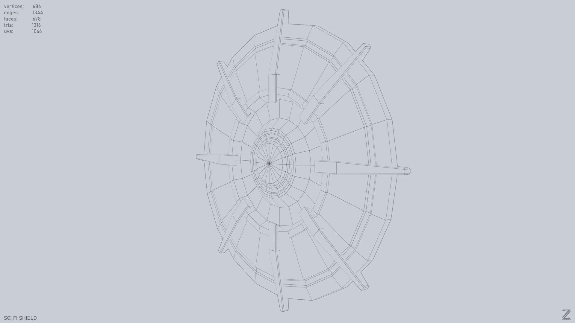 Sci fi shield Low-poly 3D model_10