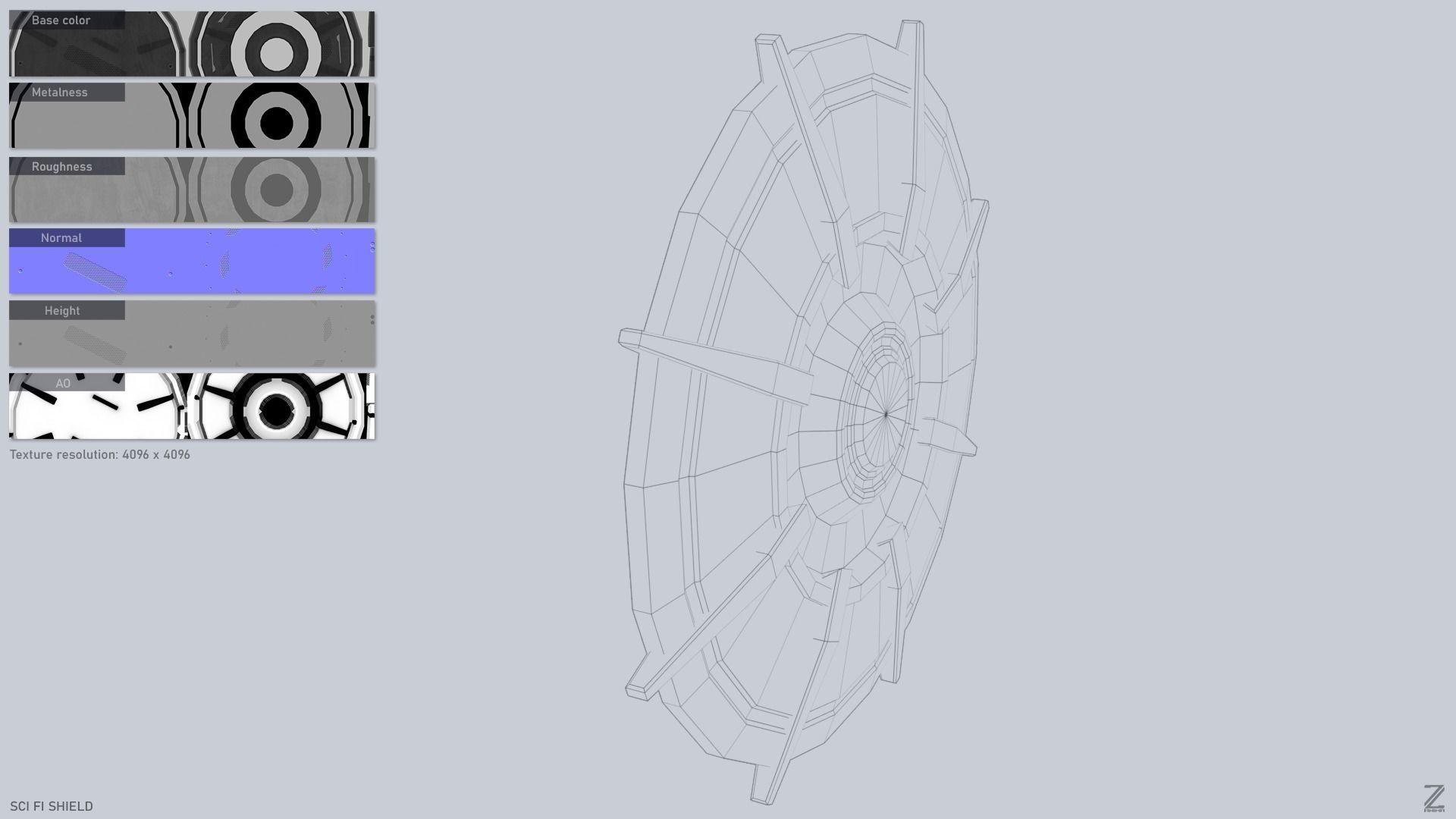 Sci fi shield Low-poly 3D model_3