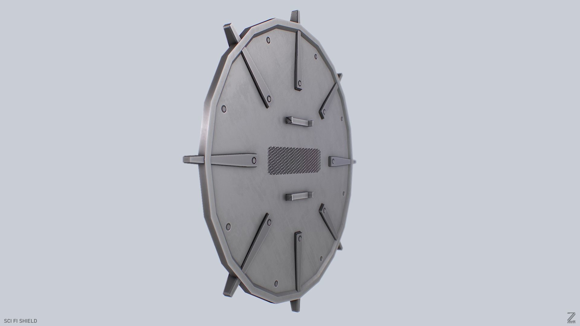 Sci fi shield Low-poly 3D model_5