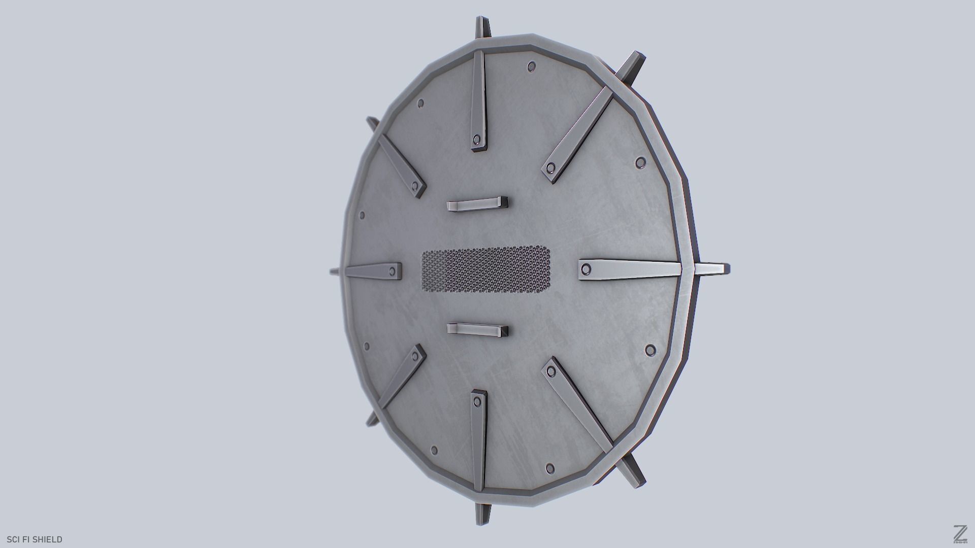 Sci fi shield Low-poly 3D model_6