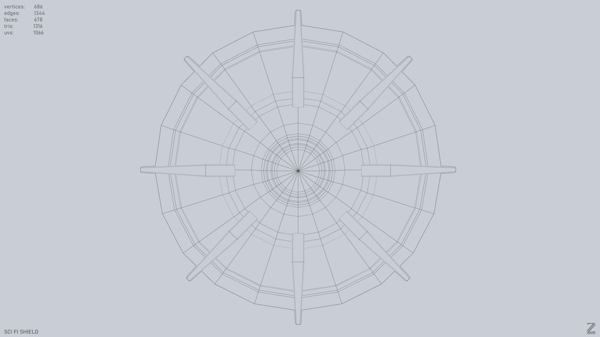 Sci fi shield Low-poly 3D model_9