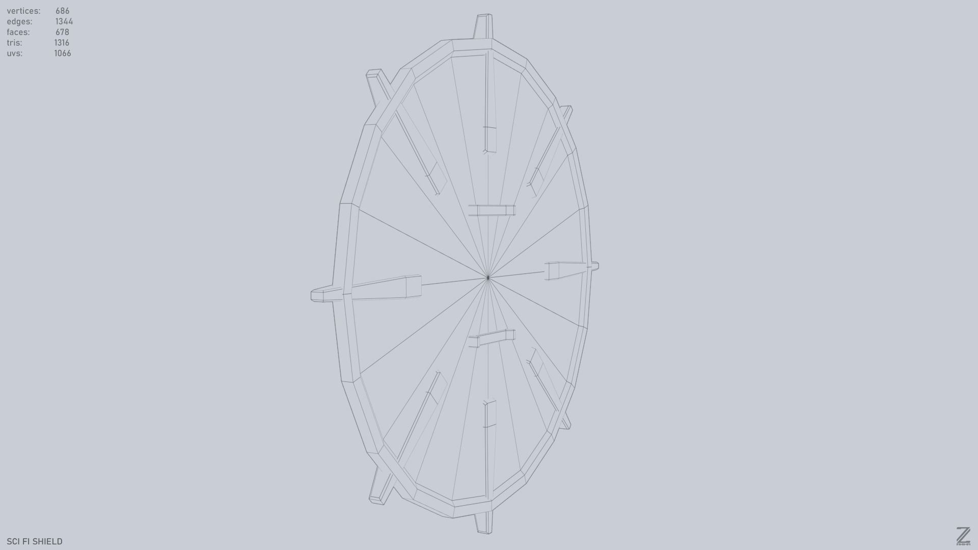 Sci fi shield Low-poly 3D model_12