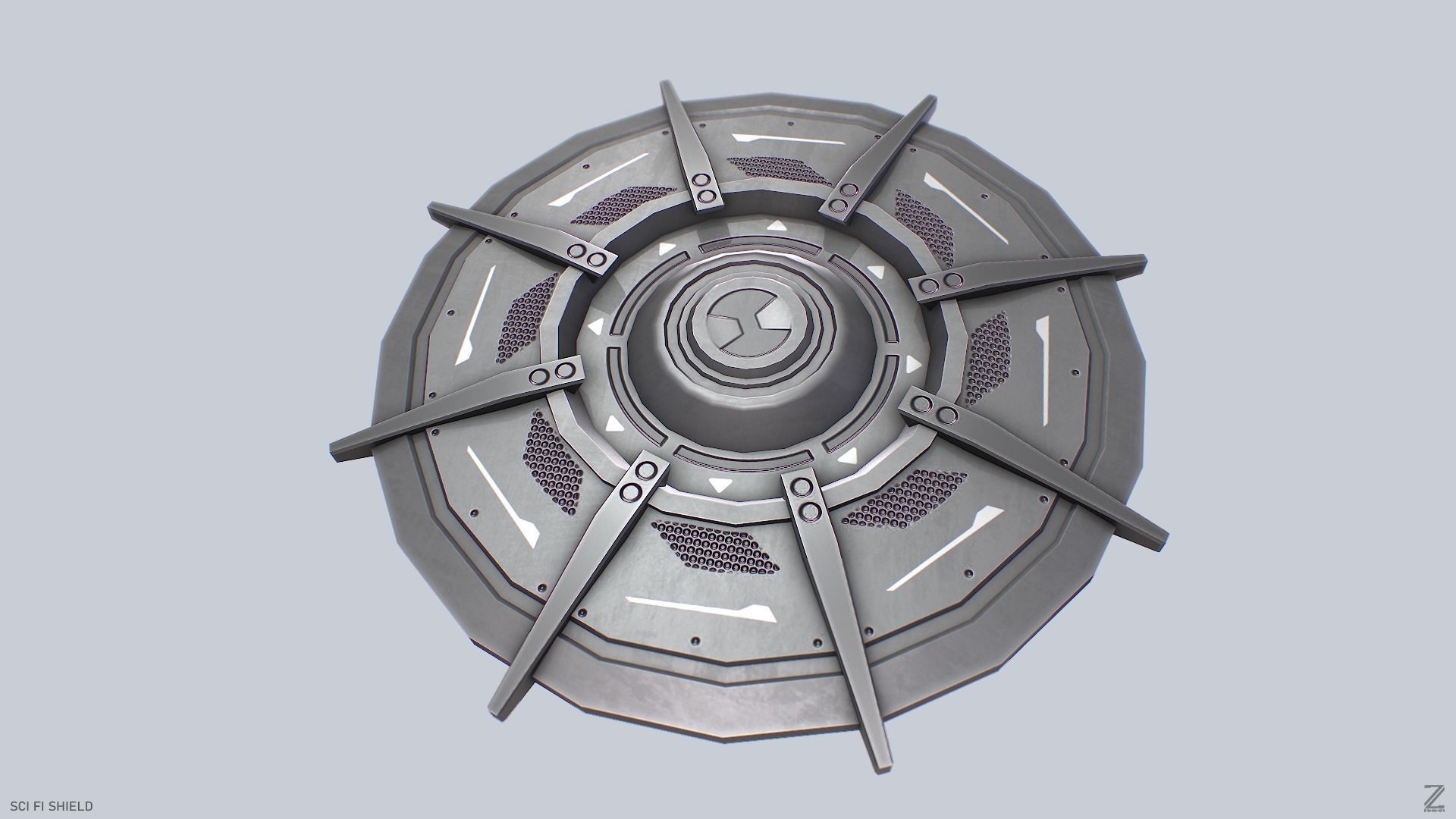 Sci fi shield Low-poly 3D model_8