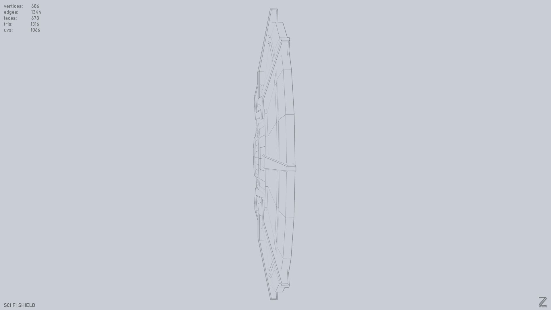 Sci fi shield Low-poly 3D model_11