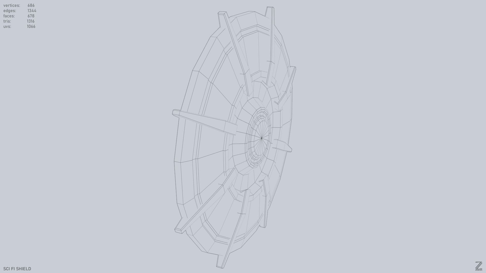 Sci fi shield Low-poly 3D model_15