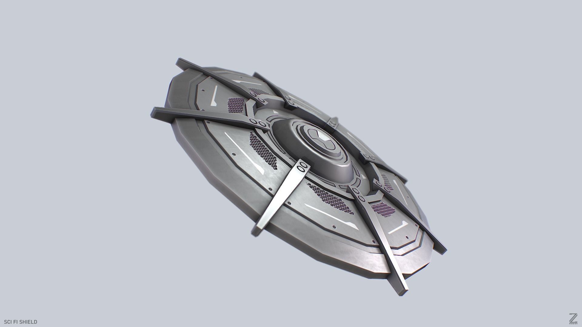 Sci fi shield Low-poly 3D model_7