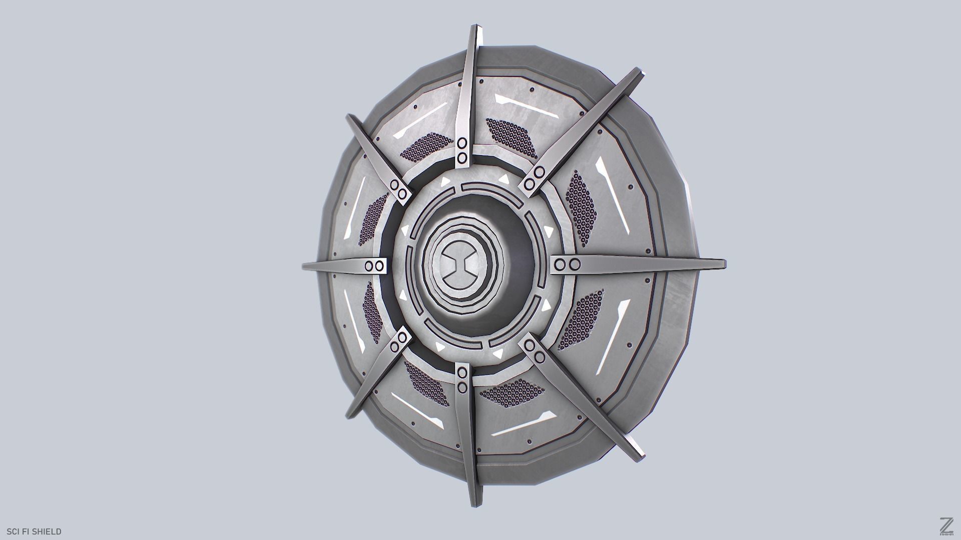 Sci fi shield Low-poly 3D model_2