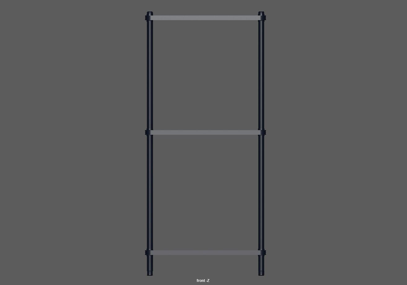 Steel storage kitchen island shelf rack Low-poly 3D model_8
