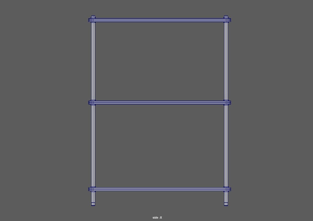 Steel storage kitchen island shelf rack Low-poly 3D model_15