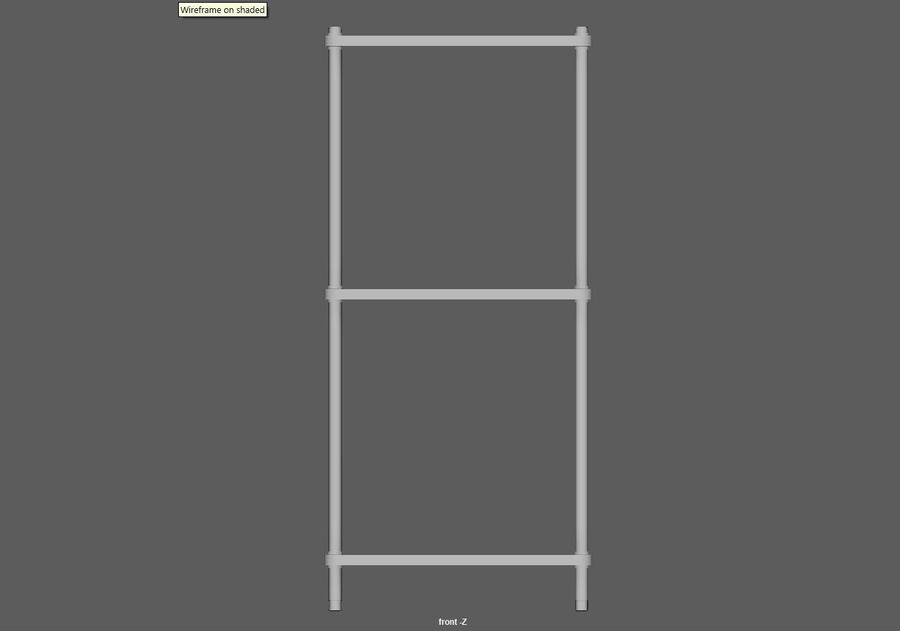 Steel storage kitchen island shelf rack Low-poly 3D model_9