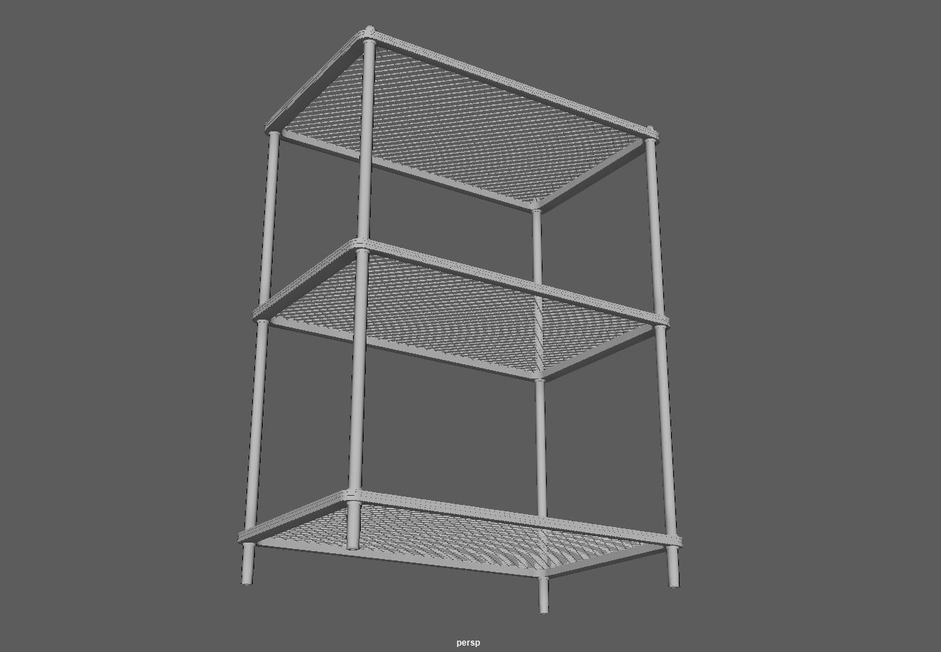 Steel storage kitchen island shelf rack Low-poly 3D model_7