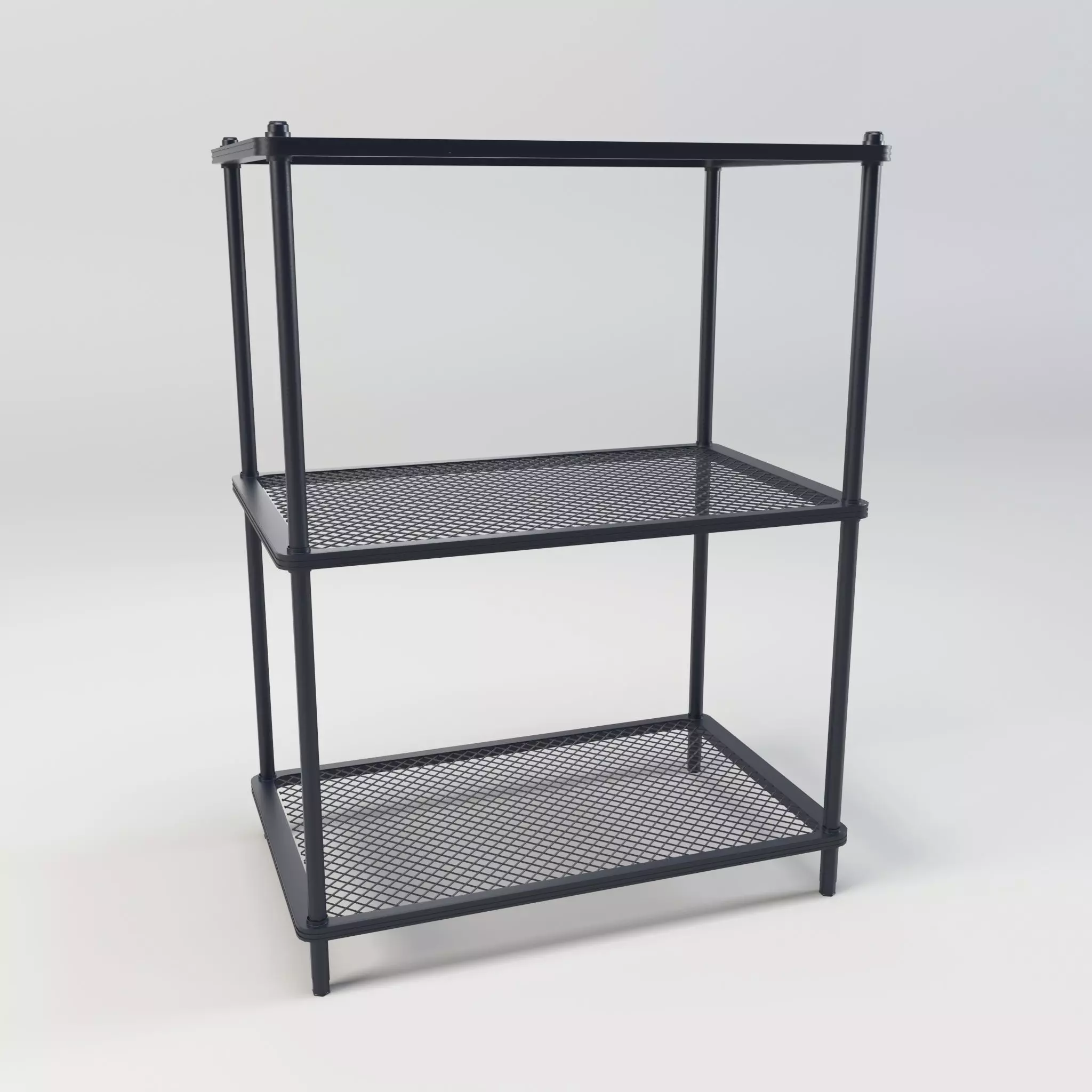 Steel storage kitchen island shelf rack Low-poly 3D model_0
