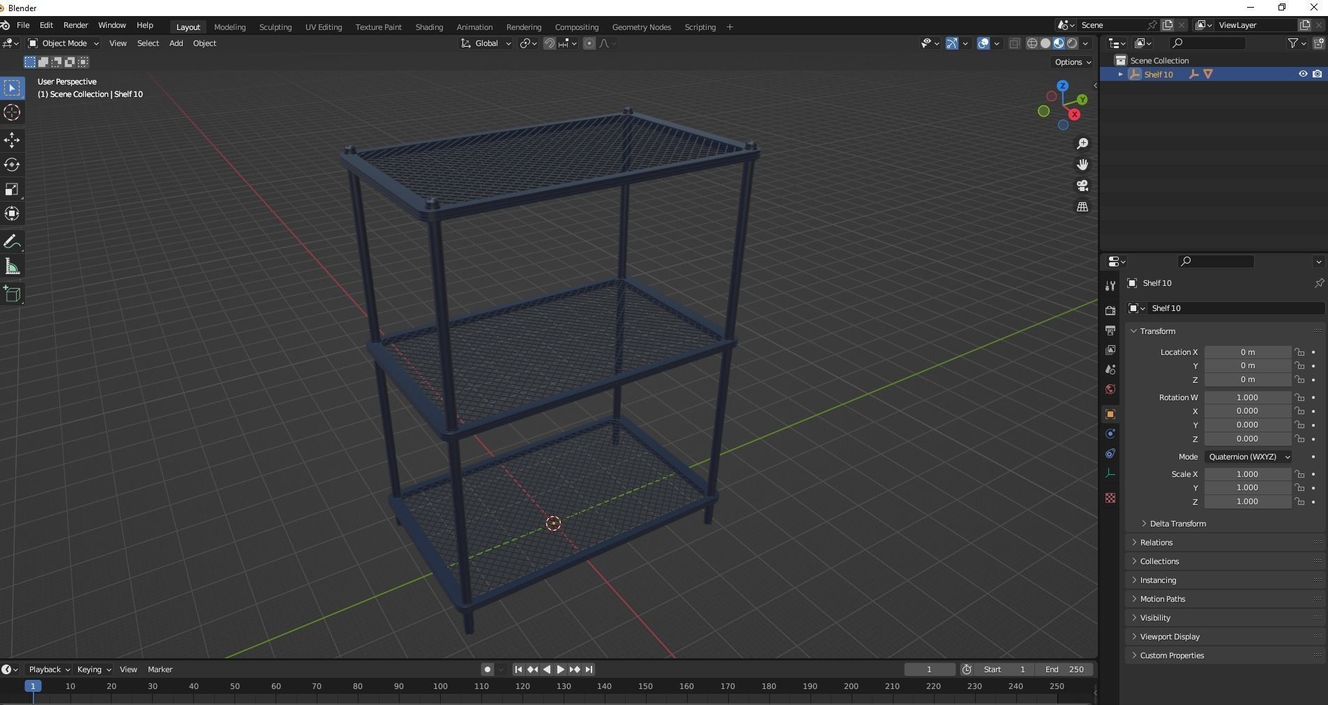 Steel storage kitchen island shelf rack Low-poly 3D model_27
