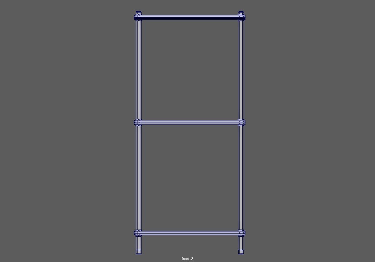 Steel storage kitchen island shelf rack Low-poly 3D model_10
