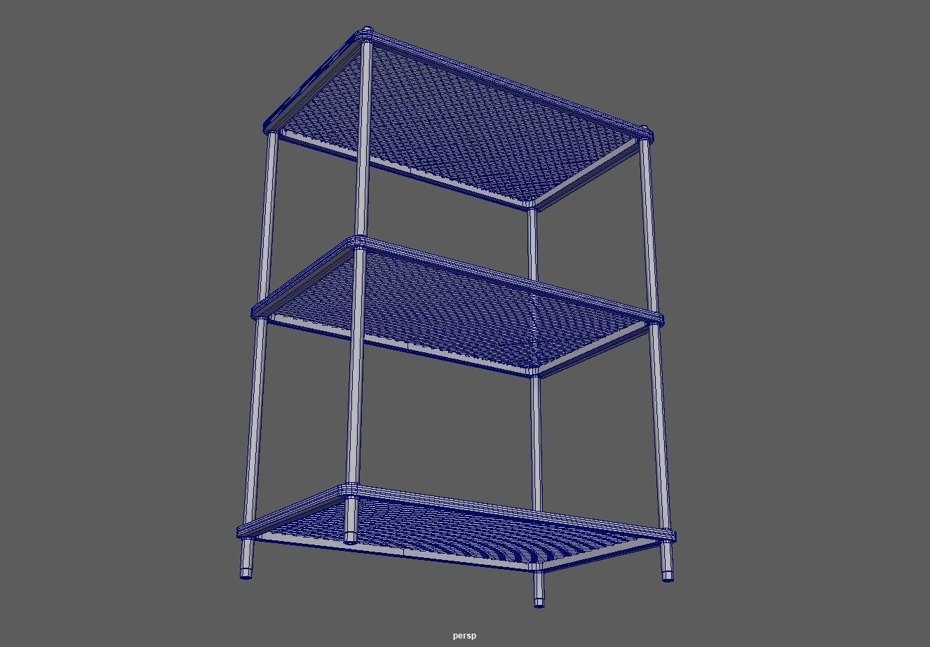 Steel storage kitchen island shelf rack Low-poly 3D model_6