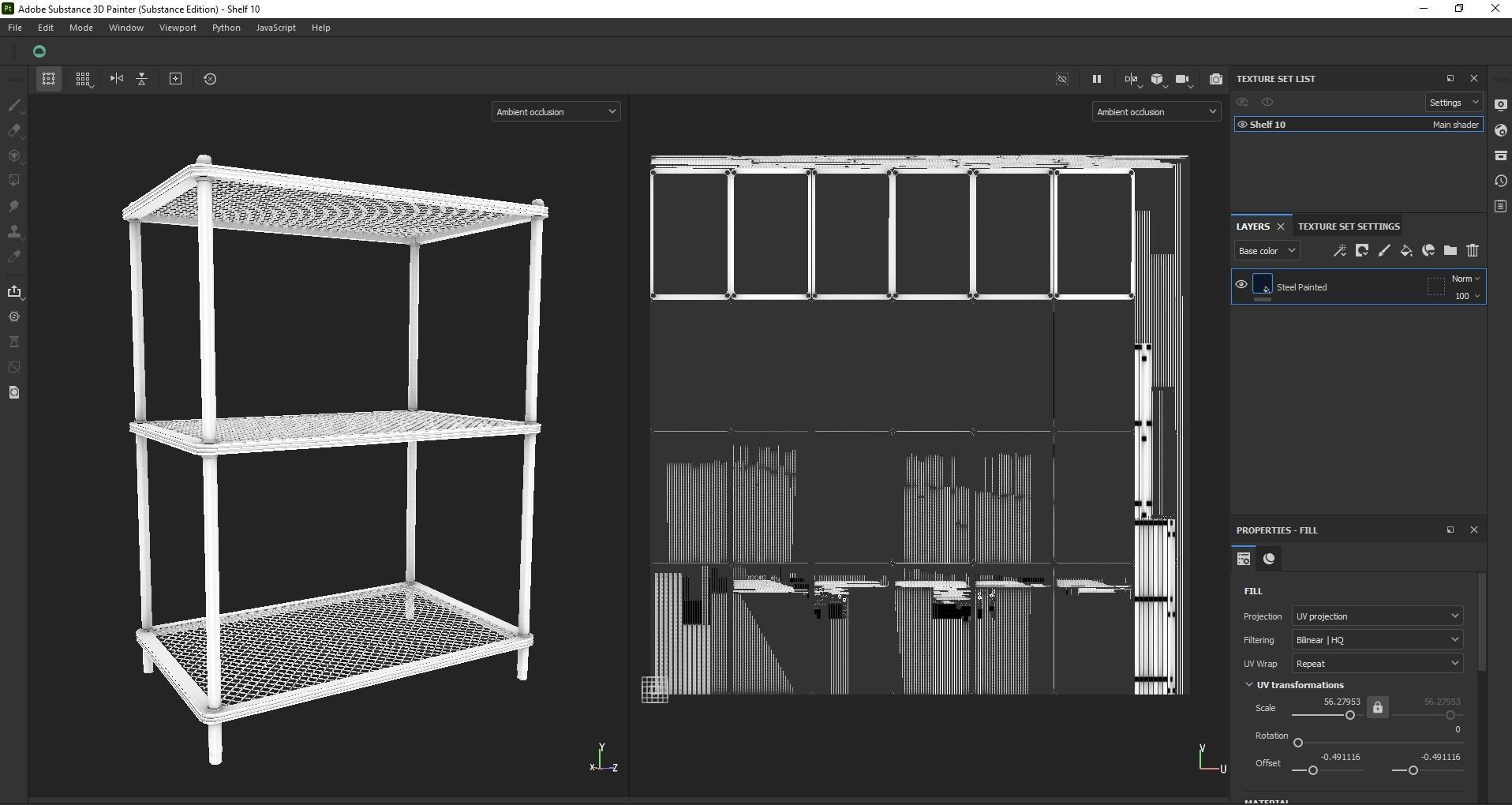 Steel storage kitchen island shelf rack Low-poly 3D model_22