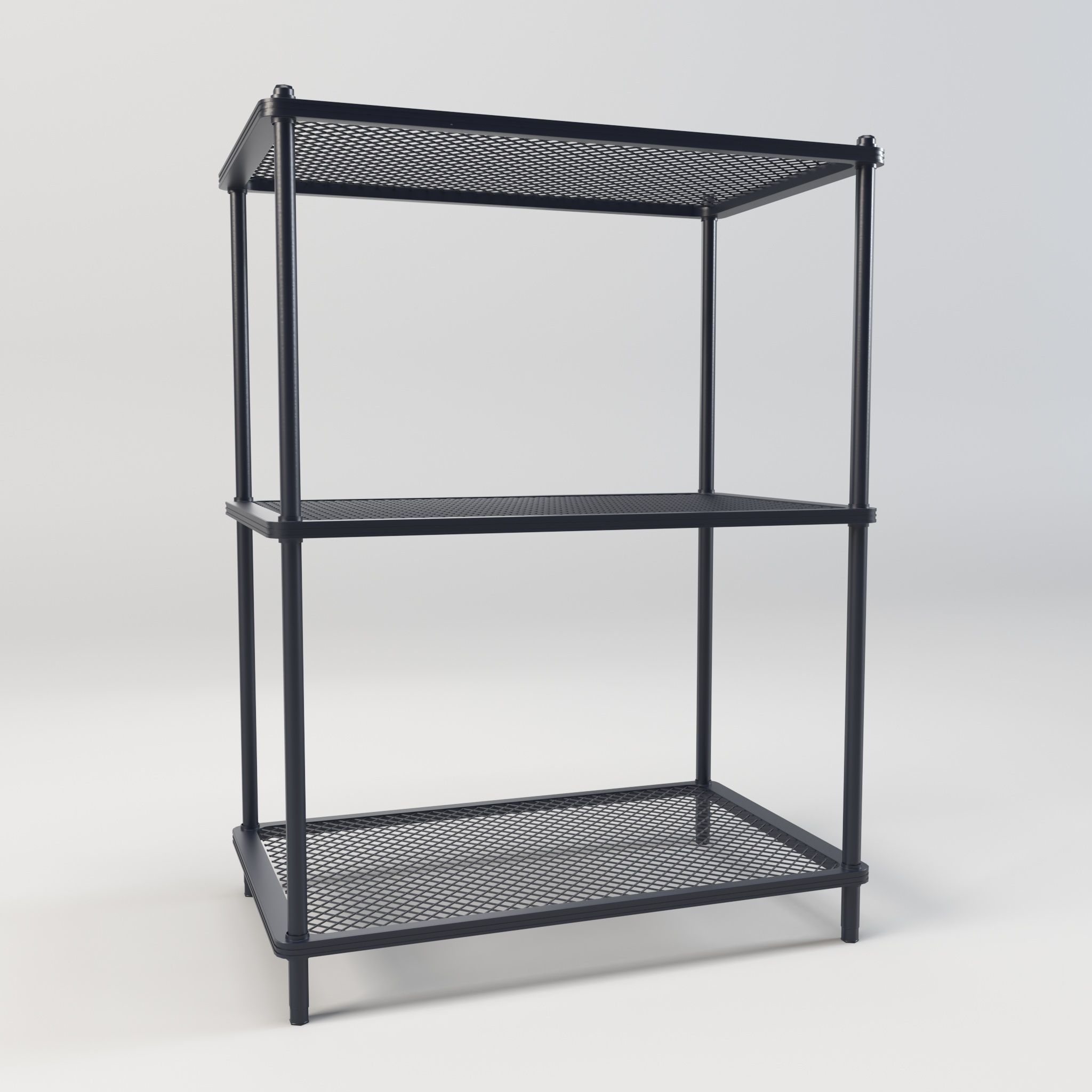 Steel storage kitchen island shelf rack Low-poly 3D model_4