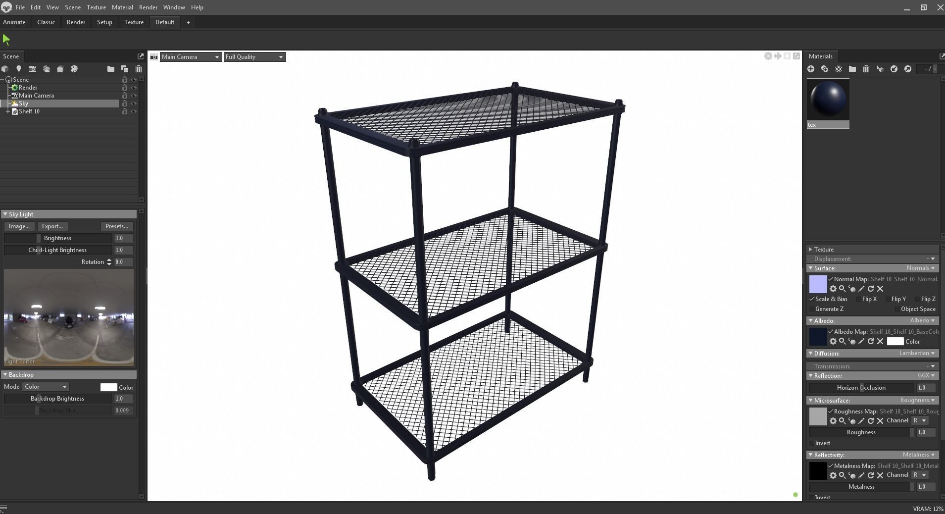 Steel storage kitchen island shelf rack Low-poly 3D model_23
