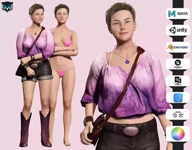 Amelia - Boho Gypsy Chic Low-poly 3D model
