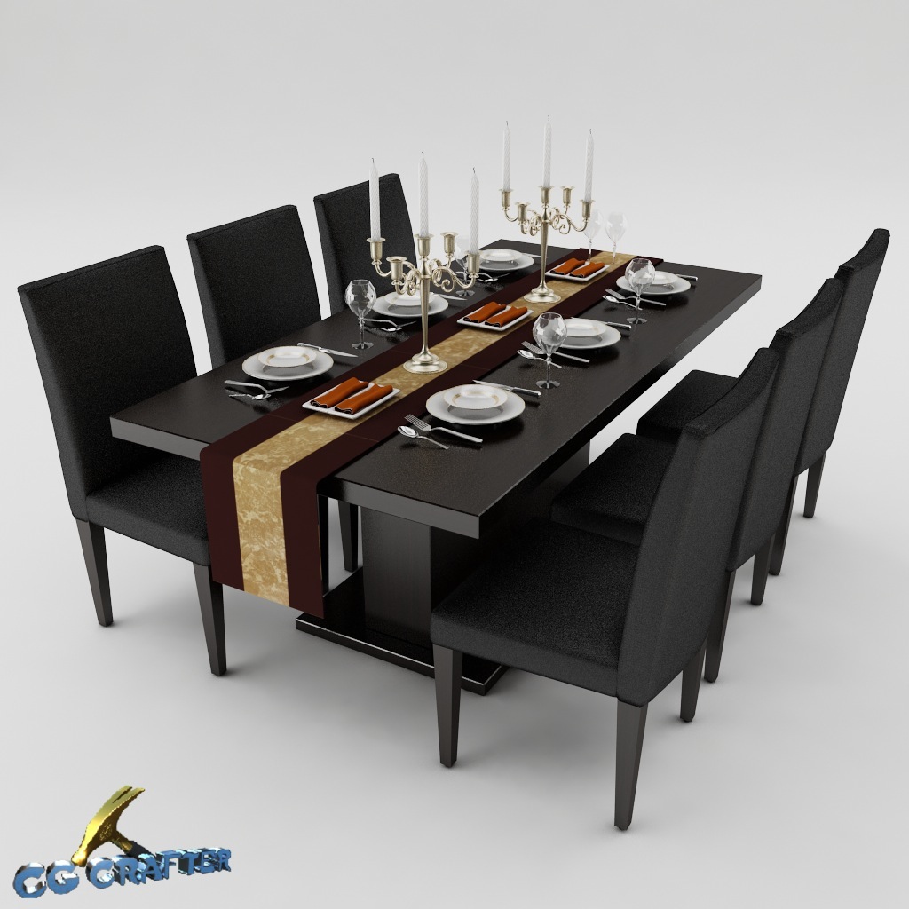 Dining Table Set 3d Model Cgtrader Dining Table Set 3d Model Max Obj 3ds Fbx Mtl 1