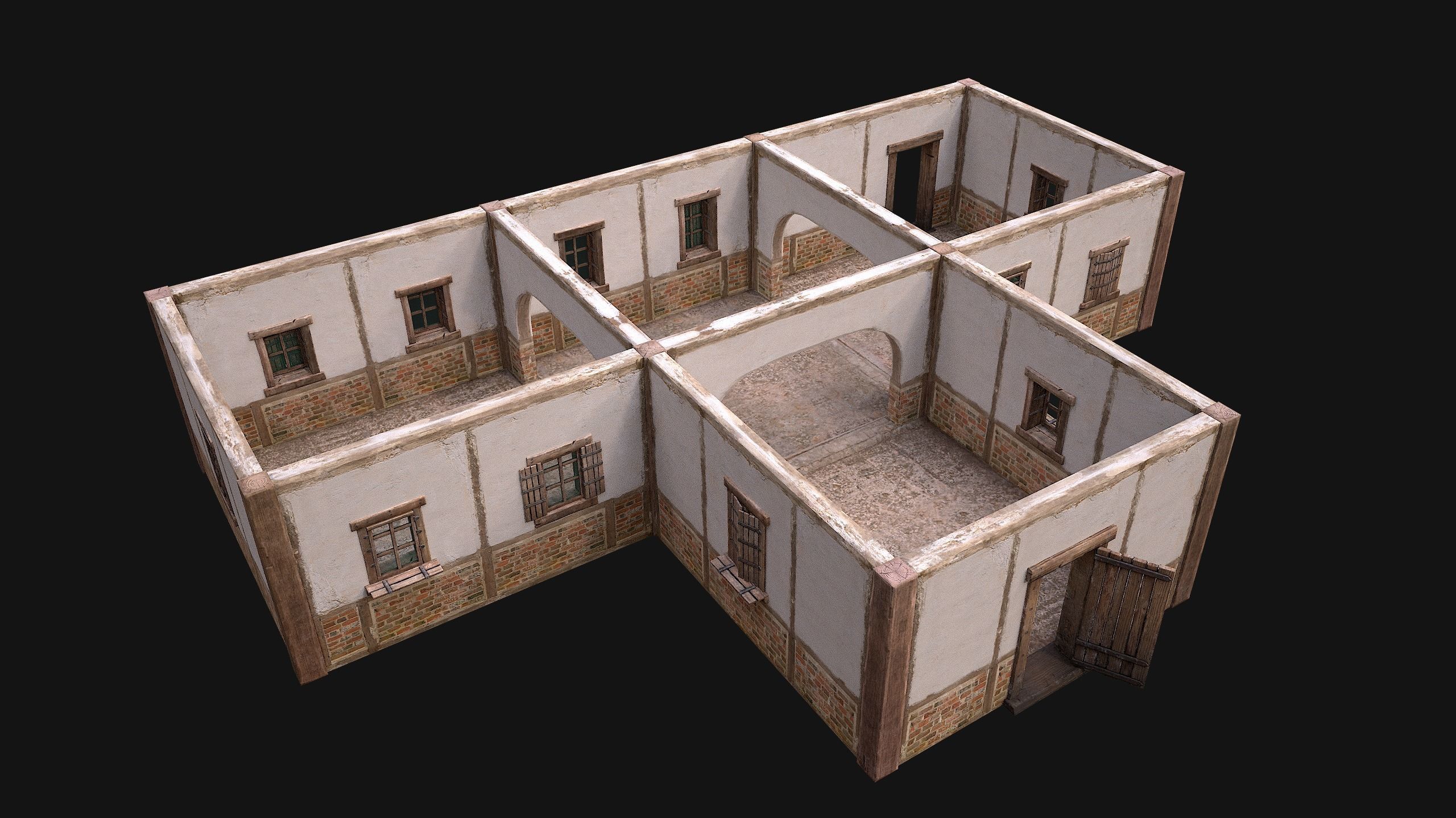 Medieval Town House 4 Low-poly 3D model_27