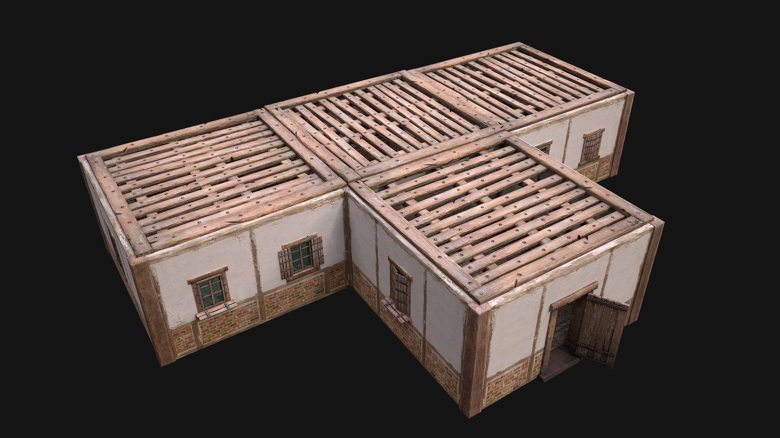 Medieval Town House 4 Low-poly 3D model_26