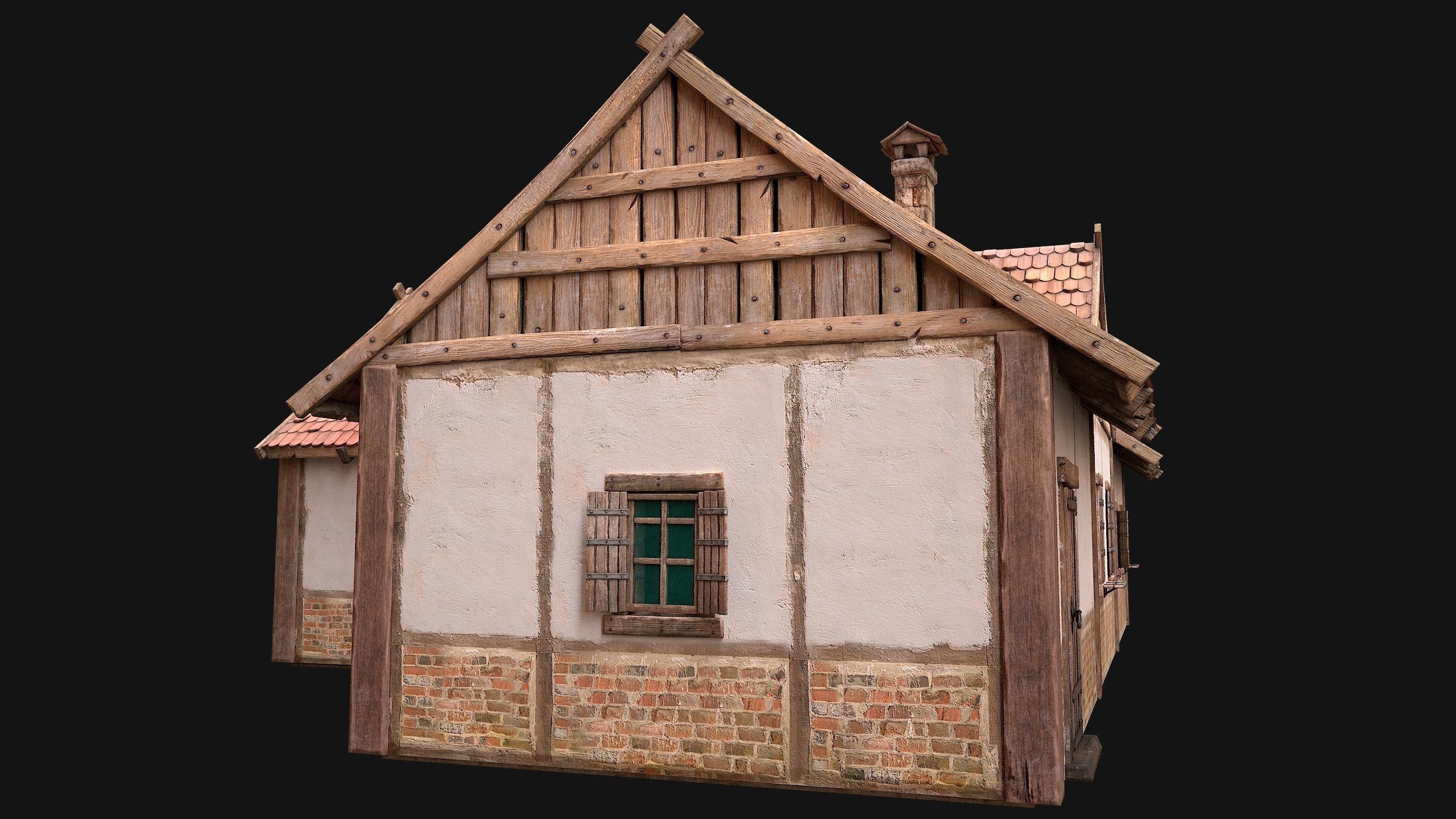 Medieval Town House 4 Low-poly 3D model_10