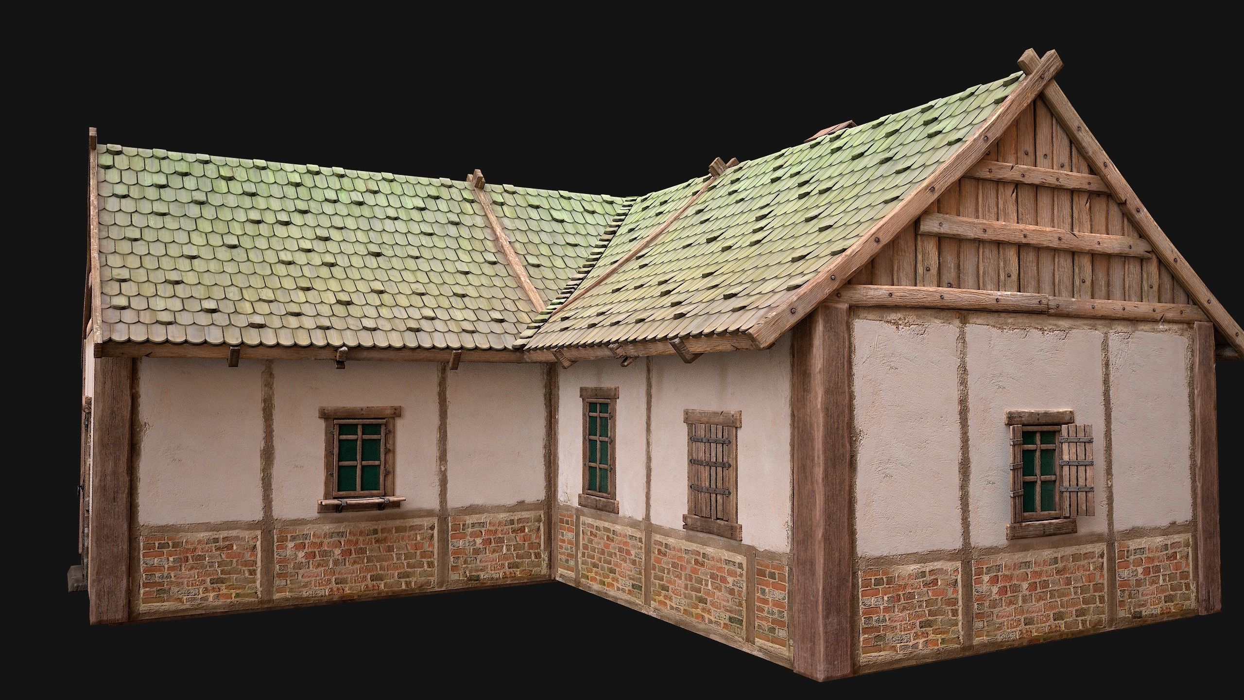 Medieval Town House 4 Low-poly 3D model_11